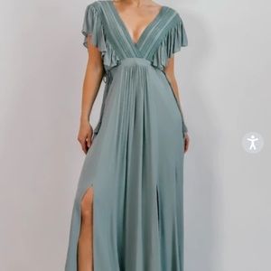 Jennifer Deep V Sage Maxi Dress- Never Worn